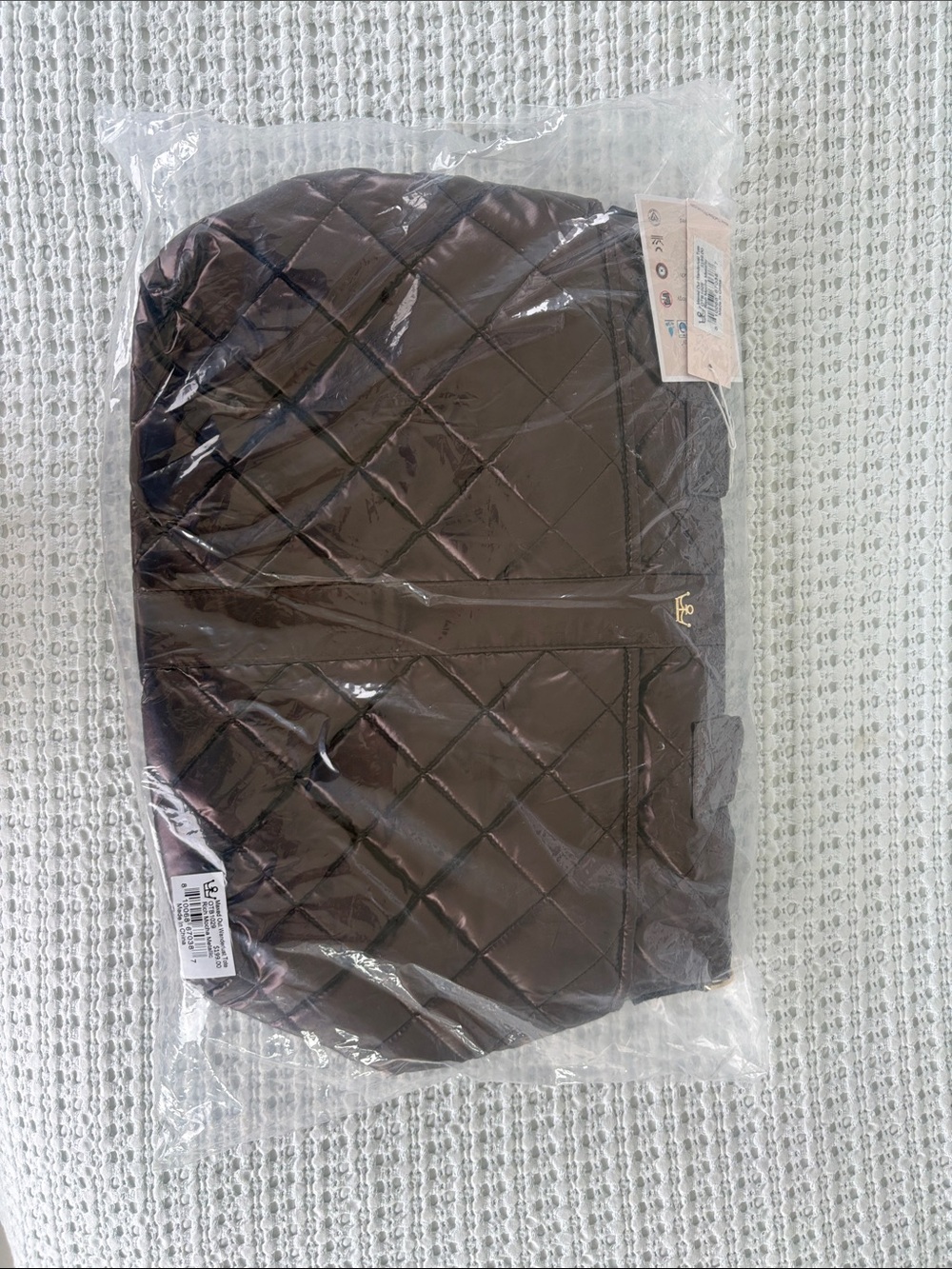 Quilted Tote Bag in Dark Brown by Oliver Thomas NEW
